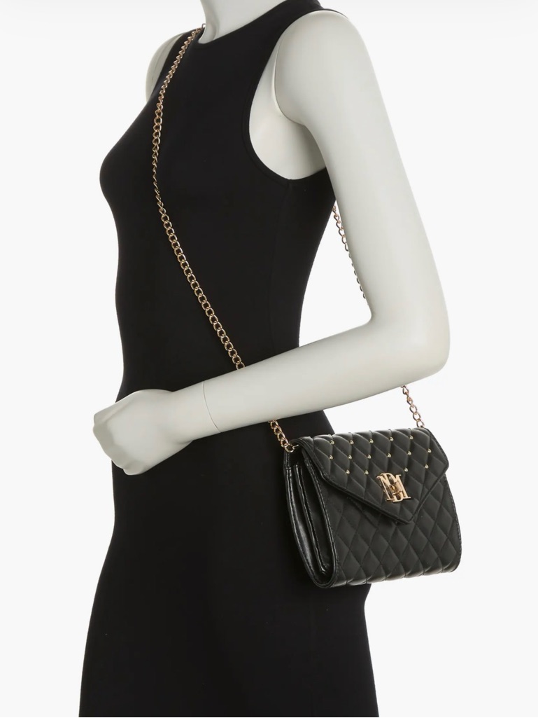 Nwt Badgley Mischka Collection Diamond Quilt Convertible Crossbody Bag Black